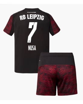 Billige Fotballdrakt RB Leipzig Antonio Nusa #7 Replika Tredjedraktsett Barn 2025-26 Kortermet (med bukser)